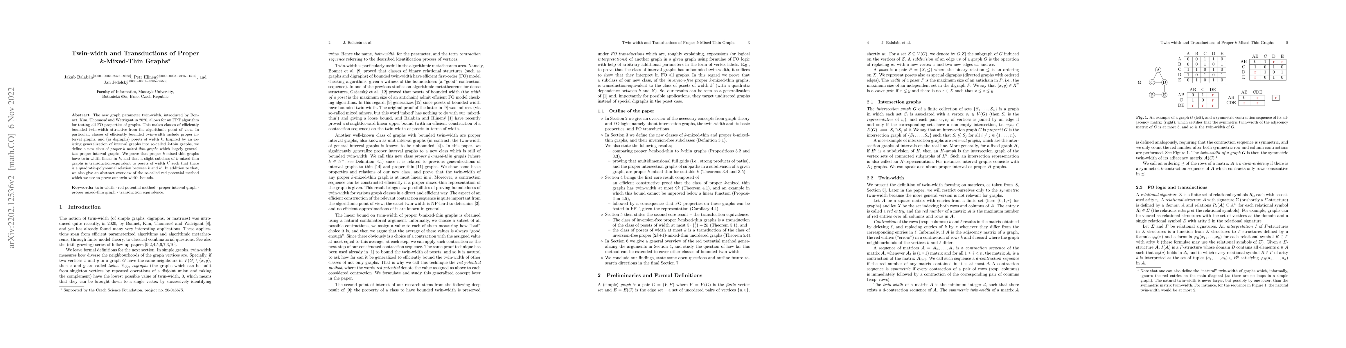Thumbnail for Twin-width and Transductions of Proper k-Mixed-Thin Graphs