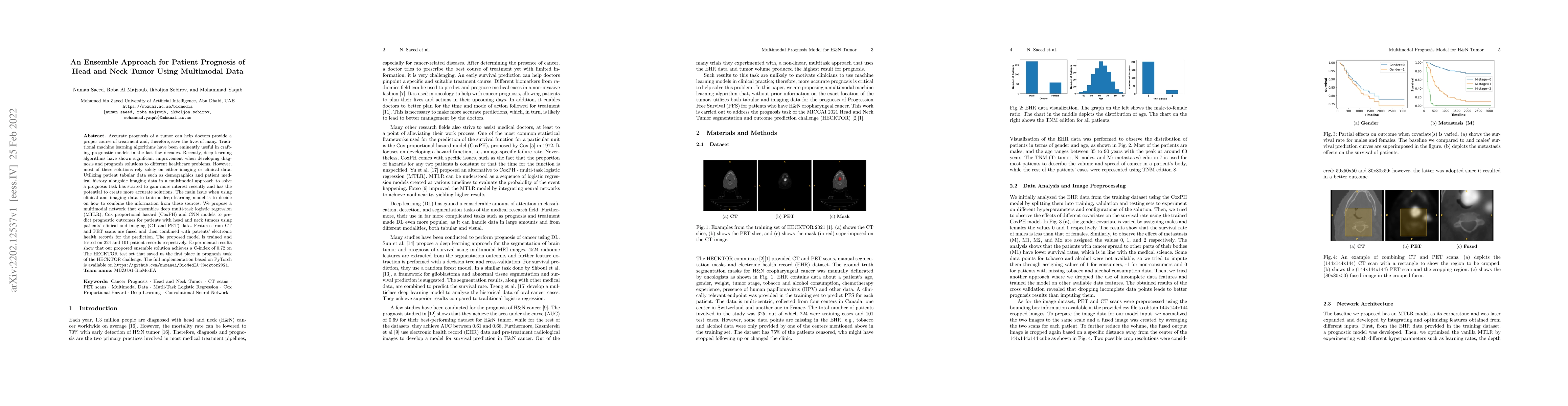 Thumbnail for An Ensemble Approach for Patient Prognosis of Head and Neck Tumor Using
  Multimodal Data