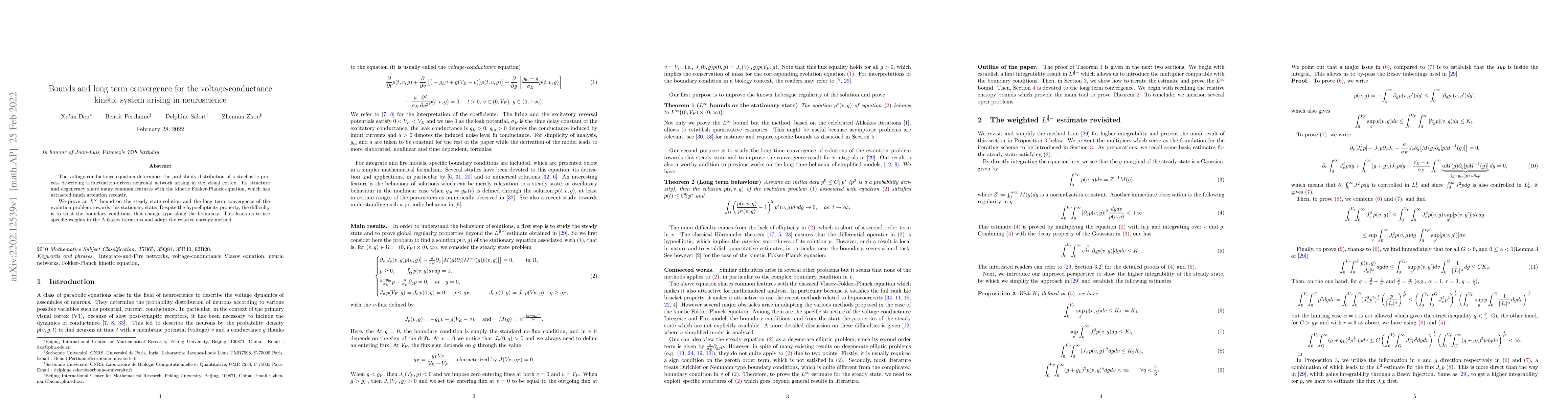 Thumbnail for Bounds and long term convergence for the voltage-conductance kinetic
  system arising in neuroscience