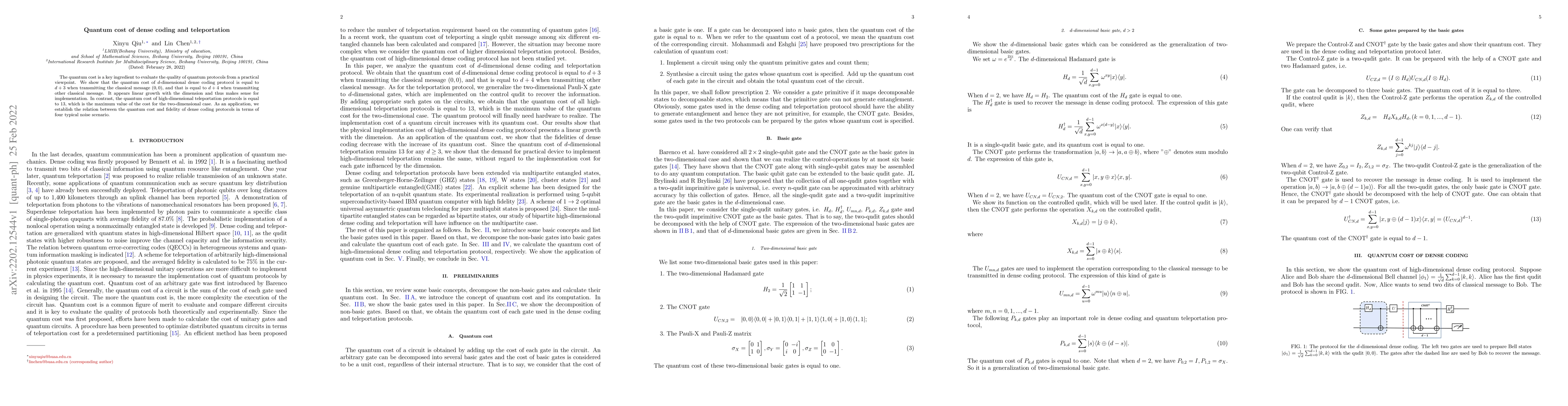 Thumbnail for Quantum cost of dense coding and teleportation