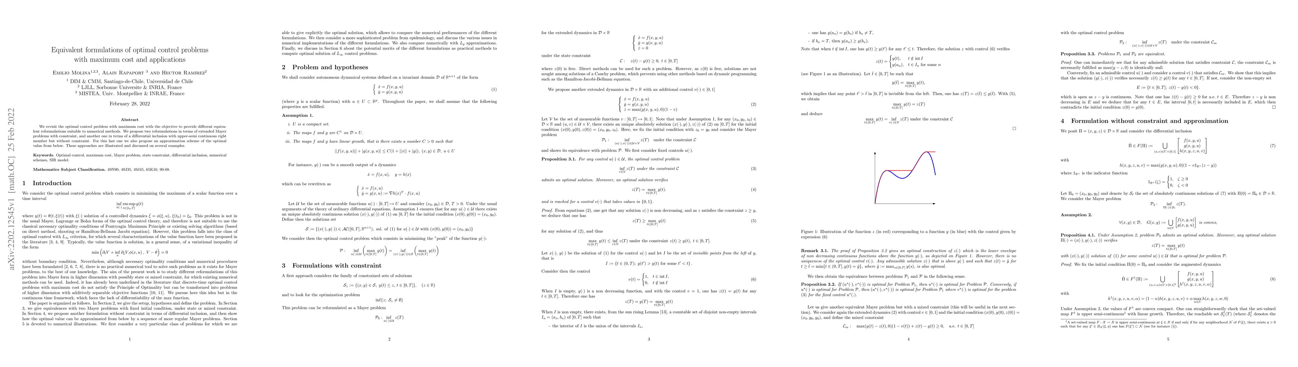 Thumbnail for Equivalent formulations of optimal control problems with maximum cost
  and applications