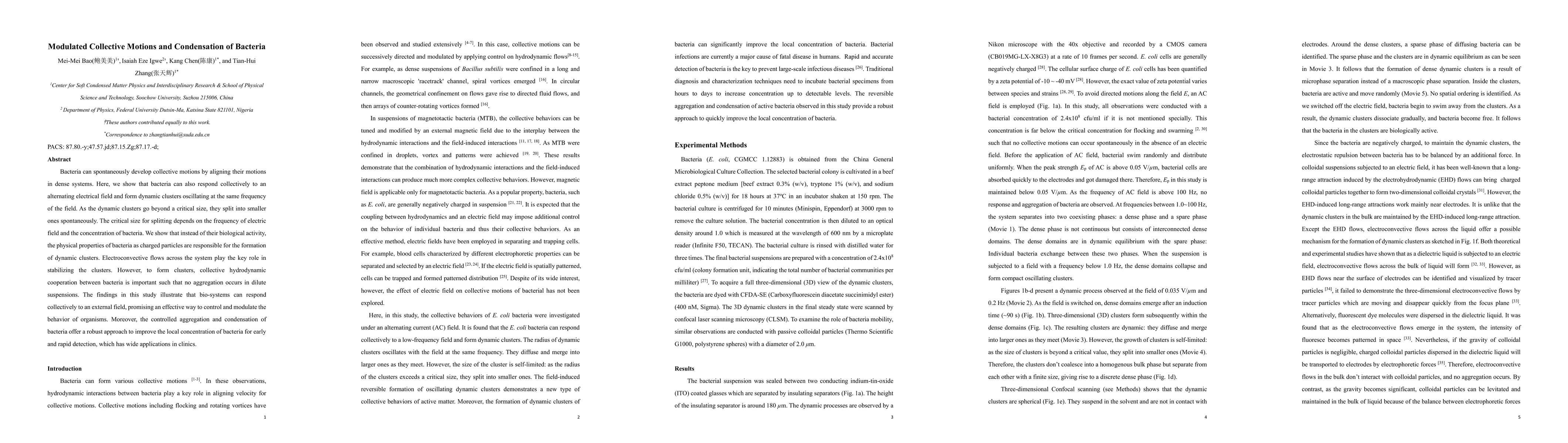 Thumbnail for Modulated Collective Behaviors and Condensation of Bacteria