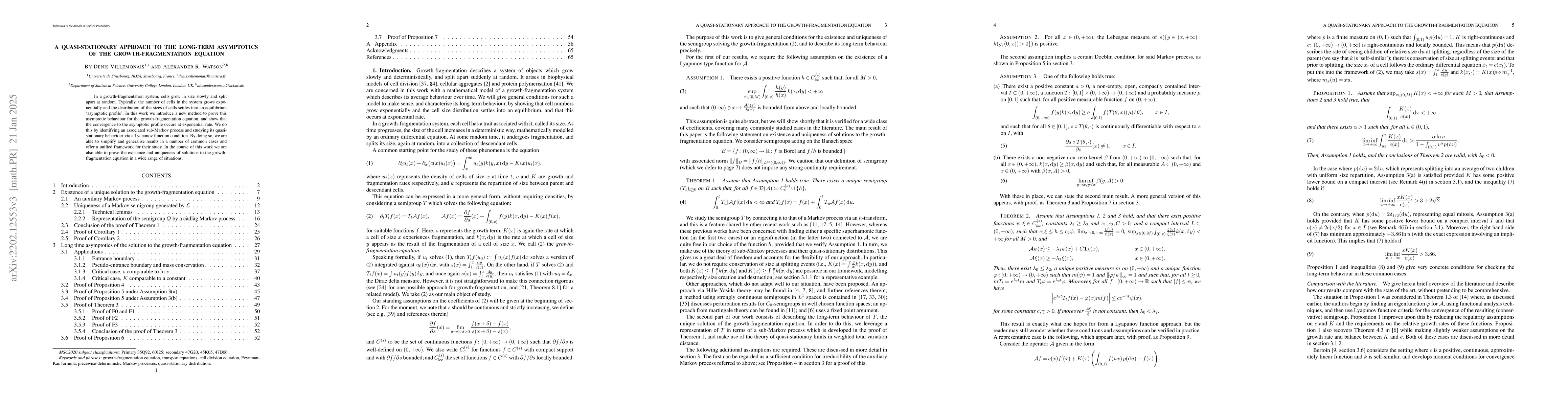 Thumbnail for A quasi-stationary approach to the long-term asymptotics of the
  growth-fragmentation equation