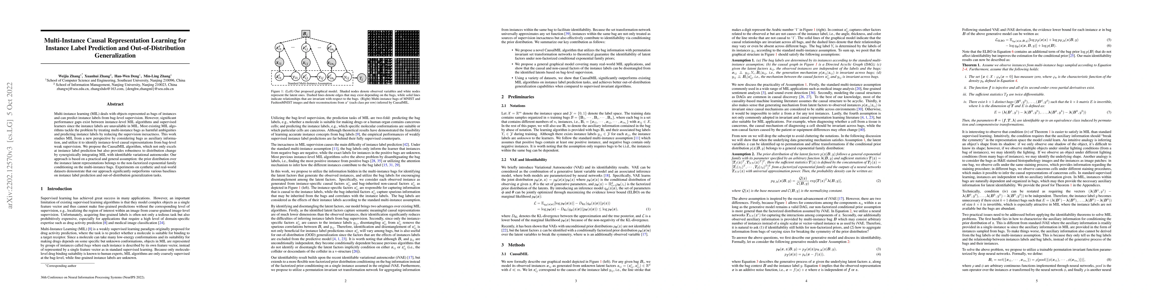 Thumbnail for Multi-Instance Causal Representation Learning for Instance Label
  Prediction and Out-of-Distribution Generalization