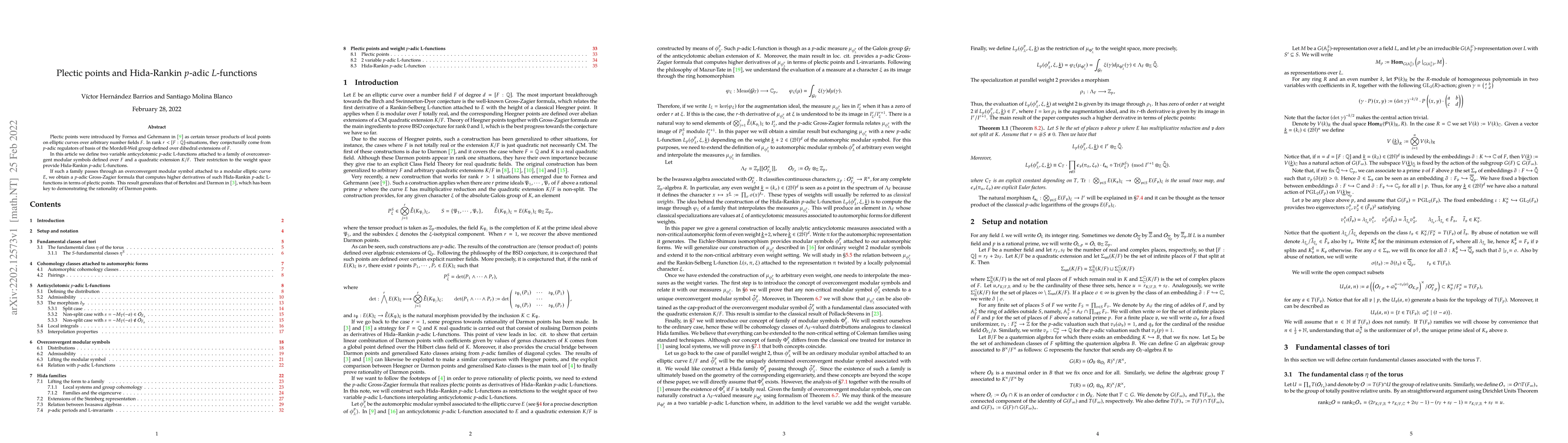 Thumbnail for Plectic points and Hida-Rankin p-adic L-functions