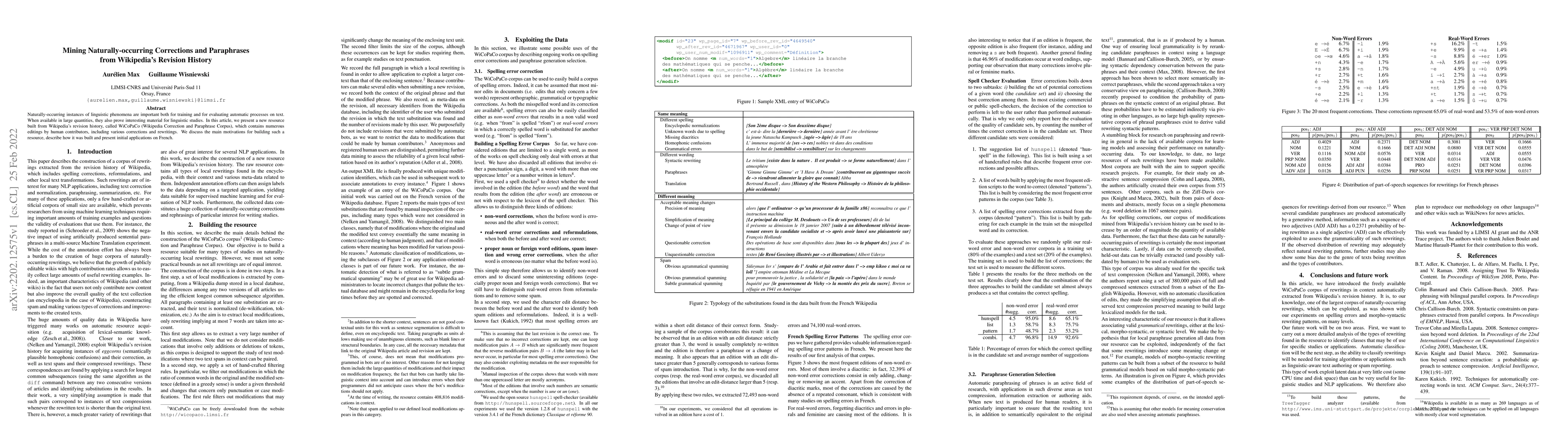 Thumbnail for Mining Naturally-occurring Corrections and Paraphrases from Wikipedia's
  Revision History