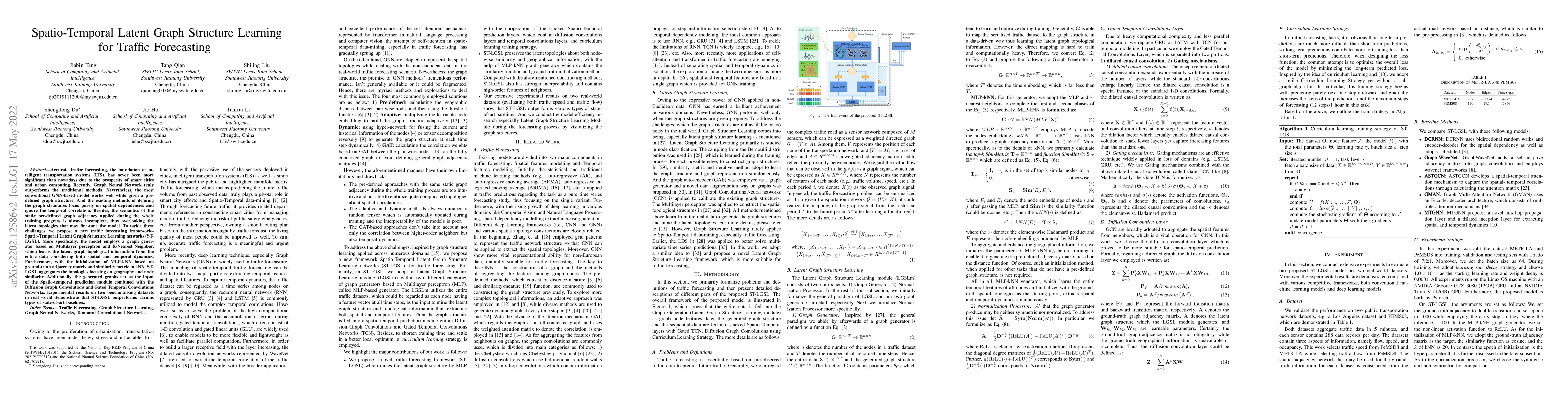 Thumbnail for Spatio-Temporal Latent Graph Structure Learning for Traffic Forecasting