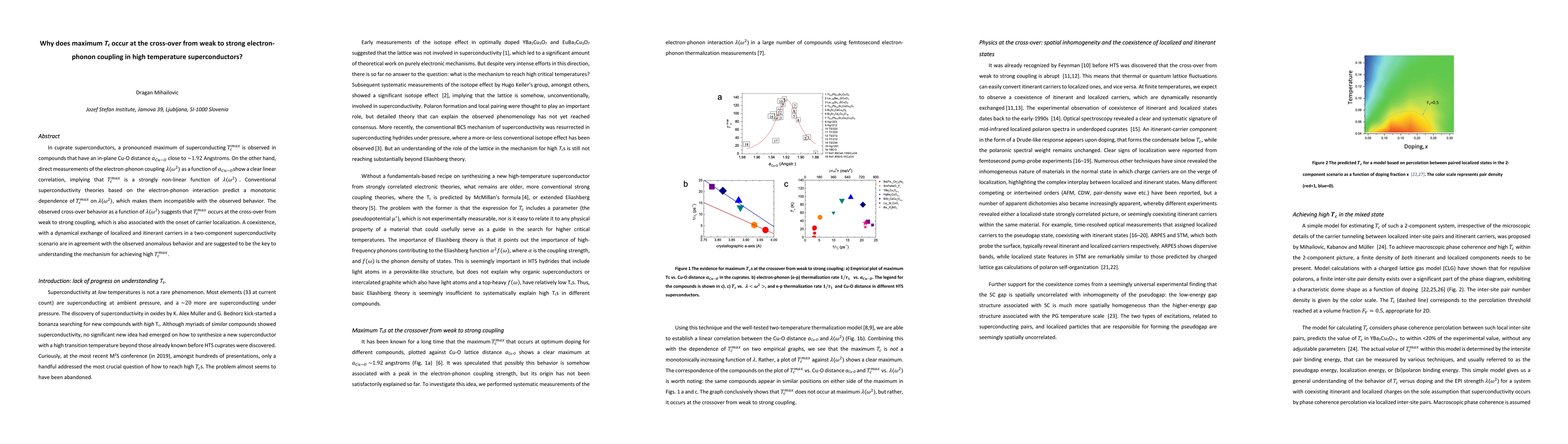 Thumbnail for Why does maximum Tc occur at the cross-over from weak to strong
  electron-phonon coupling in high temperature superconductors?
