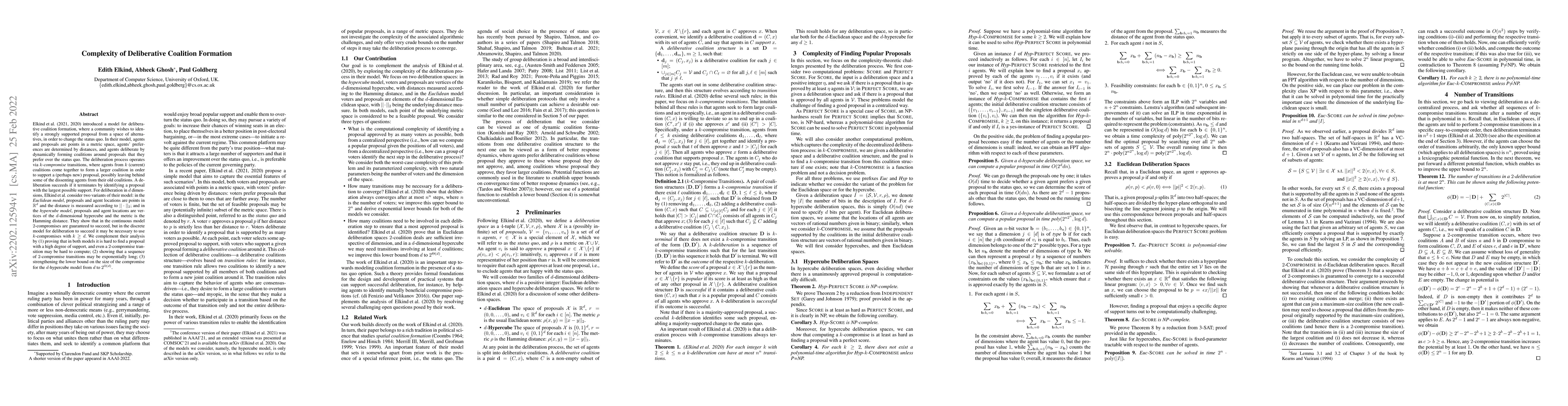 Thumbnail for Complexity of Deliberative Coalition Formation