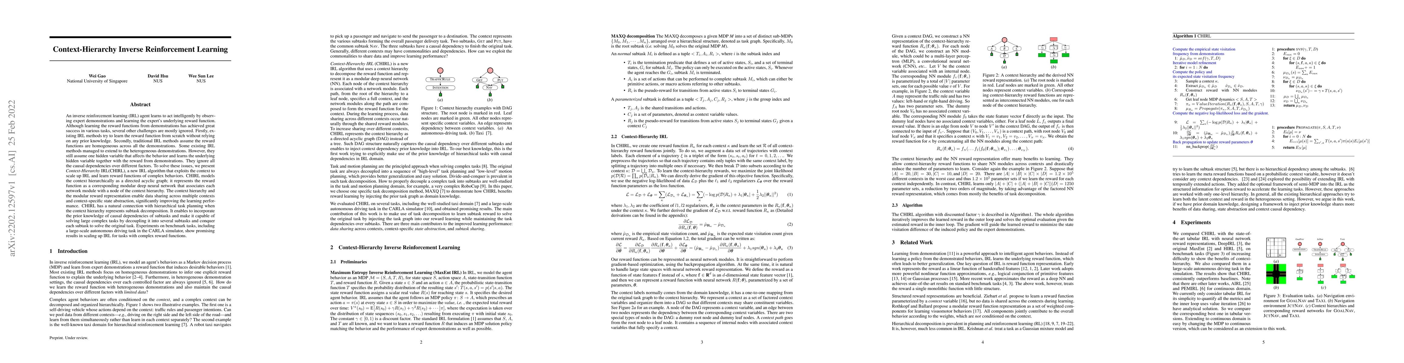 Thumbnail for Context-Hierarchy Inverse Reinforcement Learning