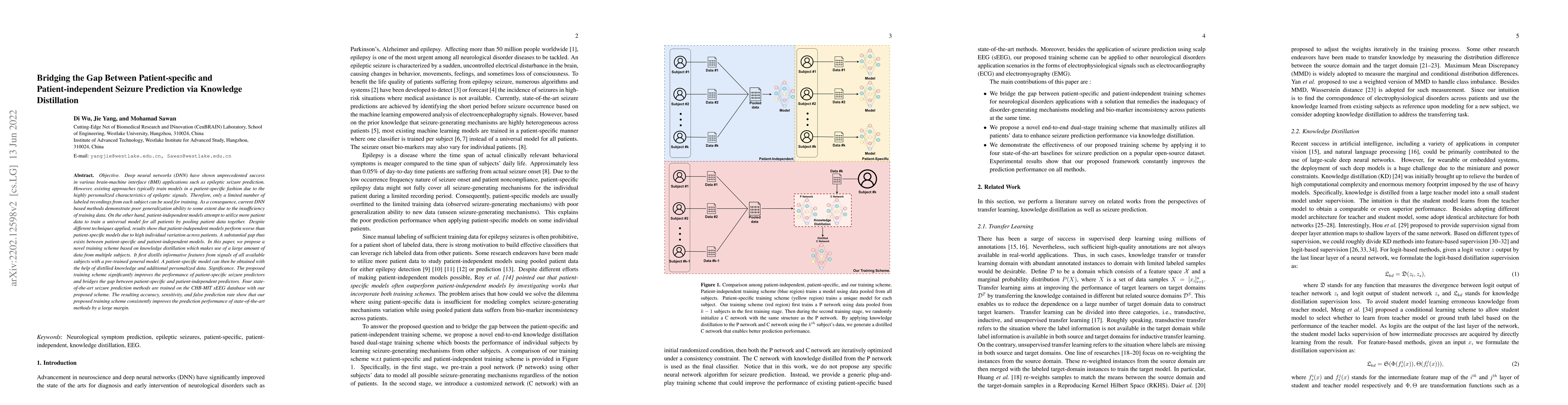 Thumbnail for Bridging the Gap Between Patient-specific and Patient-independent
  Seizure Prediction via Knowledge Distillation
