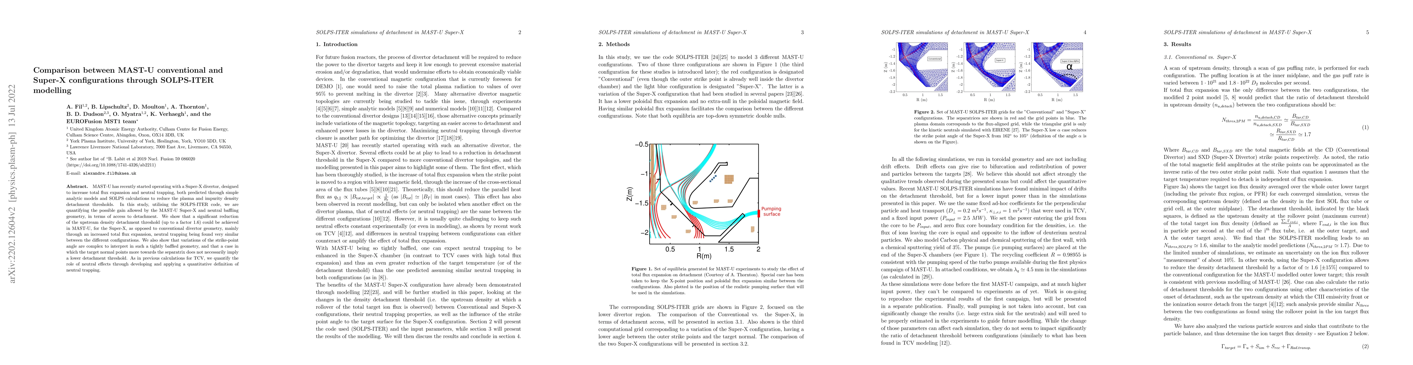 Thumbnail for Comparison between MAST-U conventional and Super-X configurations
  through SOLPS-ITER modelling