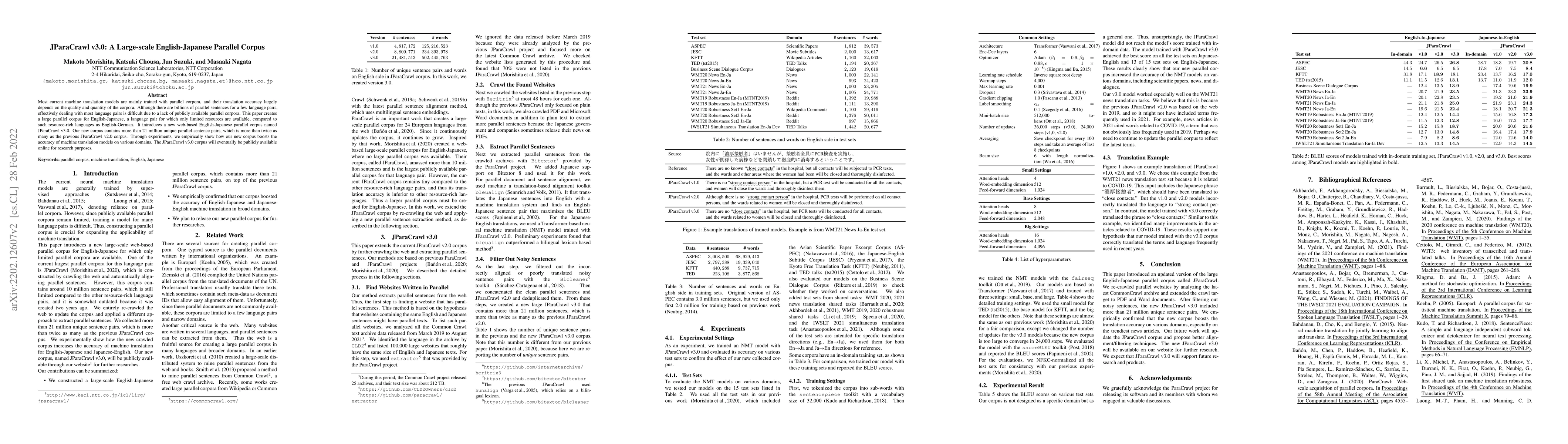 Thumbnail for JParaCrawl v3.0: A Large-scale English-Japanese Parallel Corpus