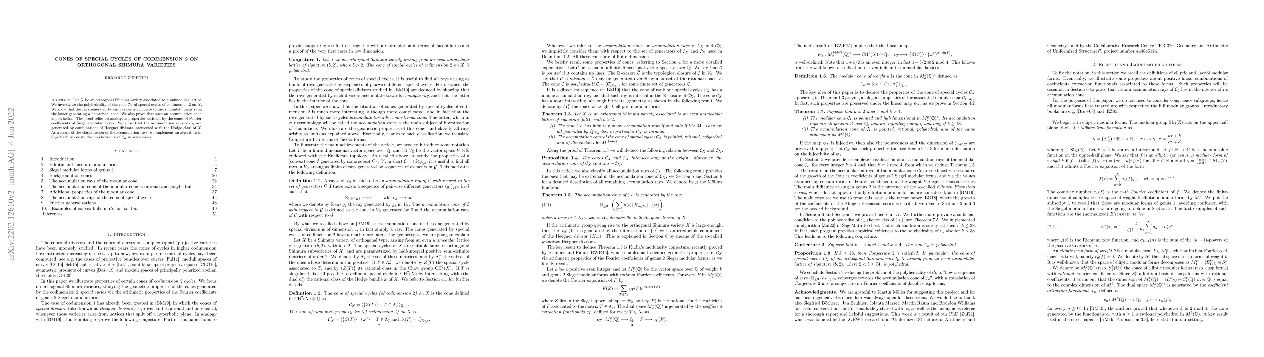 Thumbnail for Cones of special cycles of codimension 2 on orthogonal Shimura varieties