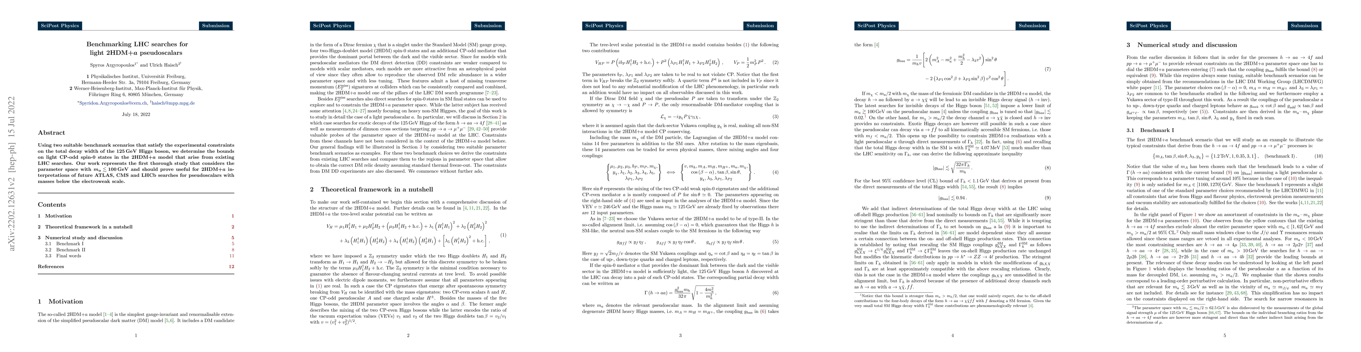 Thumbnail for Benchmarking LHC searches for light 2HDM+$\boldsymbol{a}$ pseudoscalars