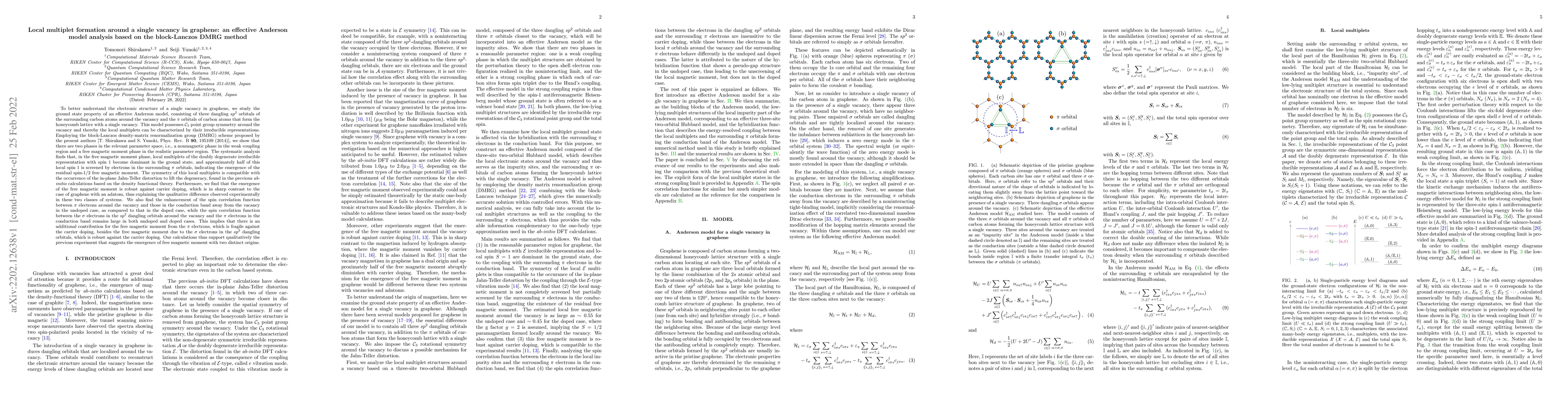 Thumbnail for Local multiplet formation around a single vacancy in graphene: an
  effective Anderson model analysis based on the block-Lanczos DMRG method