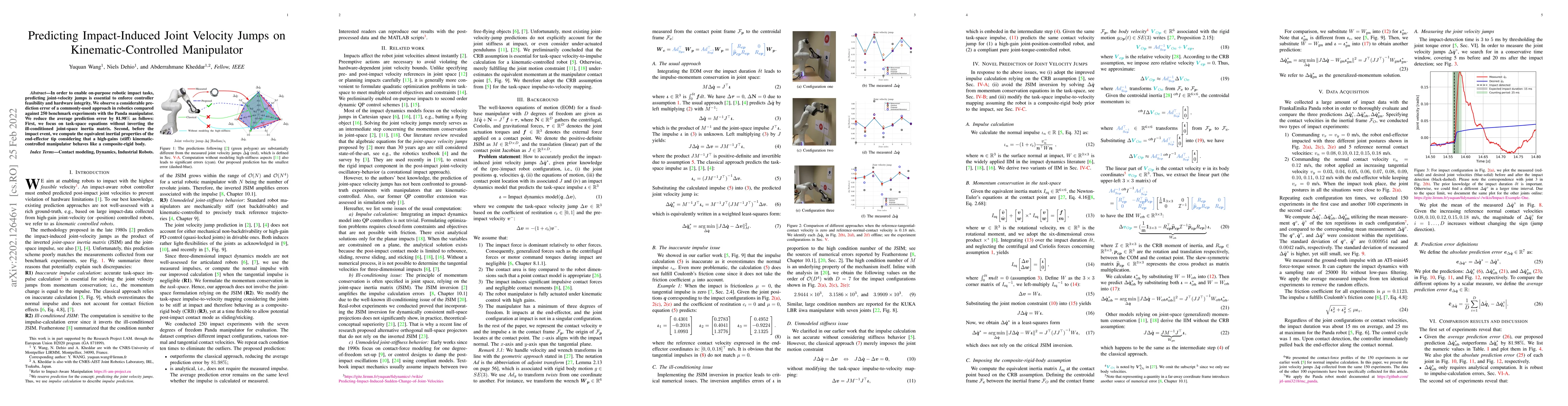 Thumbnail for Predicting Impact-Induced Joint Velocity Jumps on Kinematic-Controlled
  Manipulator