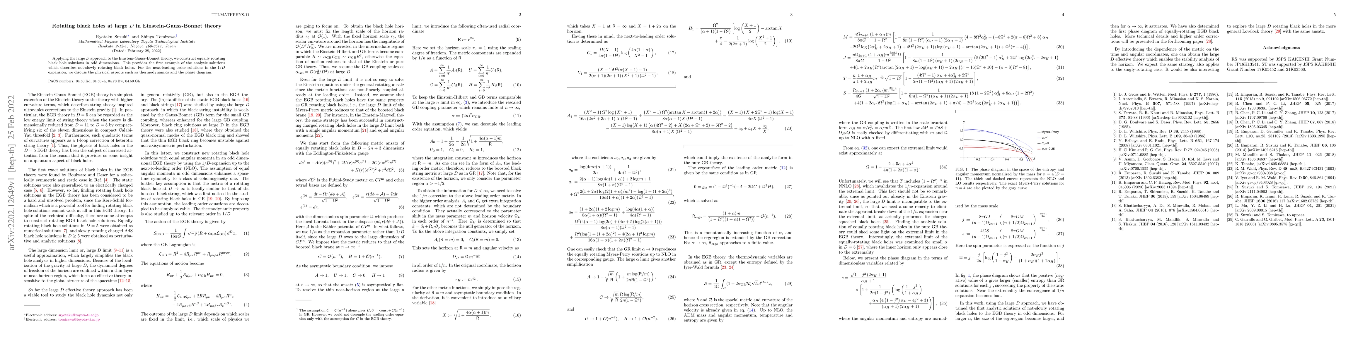 Thumbnail for Rotating black holes at large $D$ in Einstein-Gauss-Bonnet theory