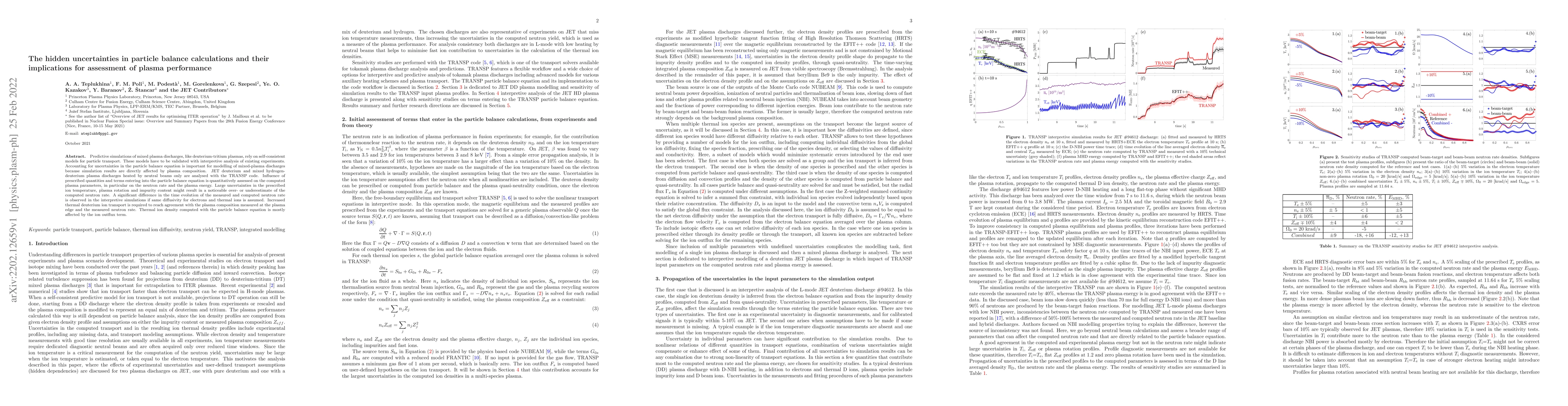 Thumbnail for The hidden uncertainties in particle balance calculations and their
  implications for assessment of plasma performance