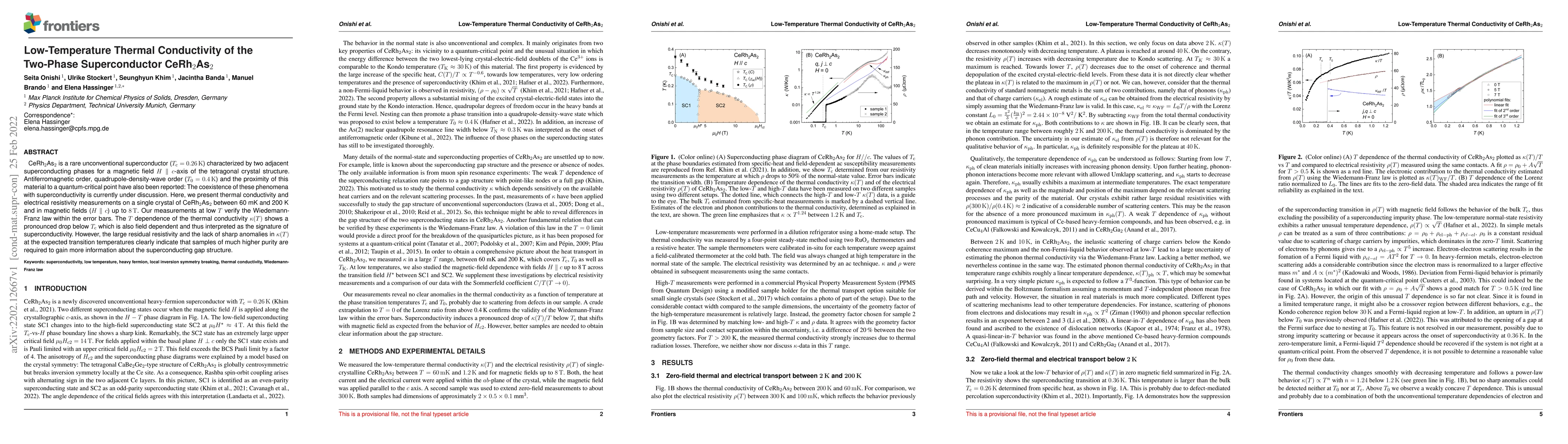 Thumbnail for Low-Temperature Thermal Conductivity of CeRh$_{2}$As$_{2}$