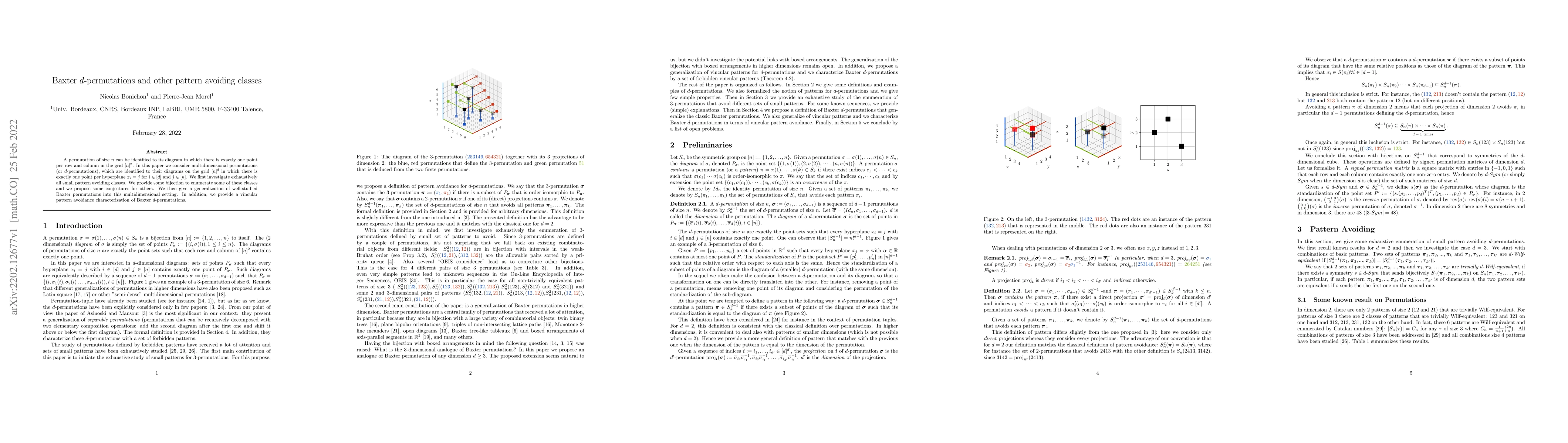 Thumbnail for Baxter $d$-permutations and other pattern avoiding classes