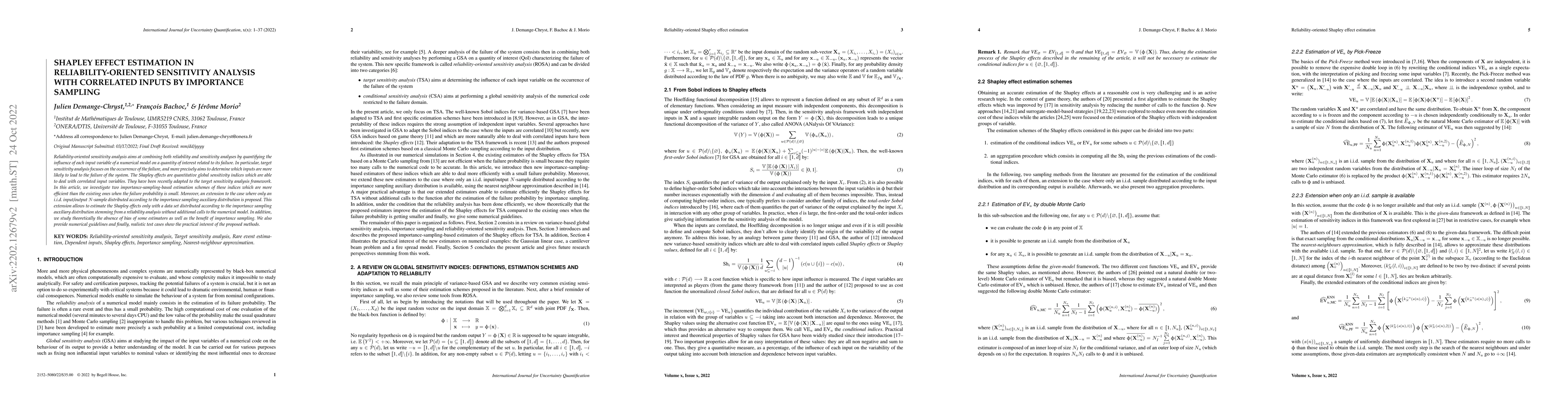 Thumbnail for Shapley effect estimation in reliability-oriented sensitivity analysis
  with correlated inputs by importance sampling