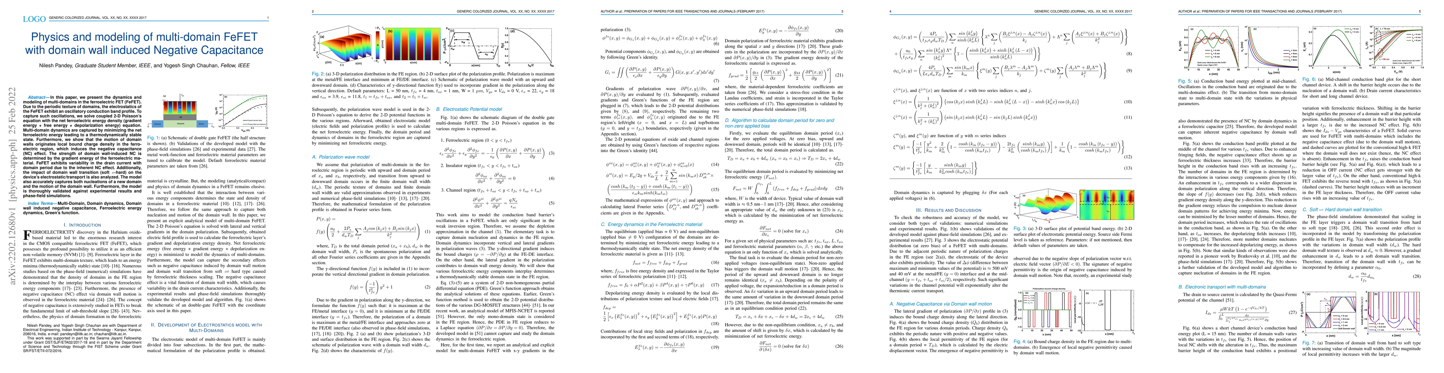 Thumbnail for Physics and modeling of multi-domain FeFET with domain wall induced
  Negative Capacitance