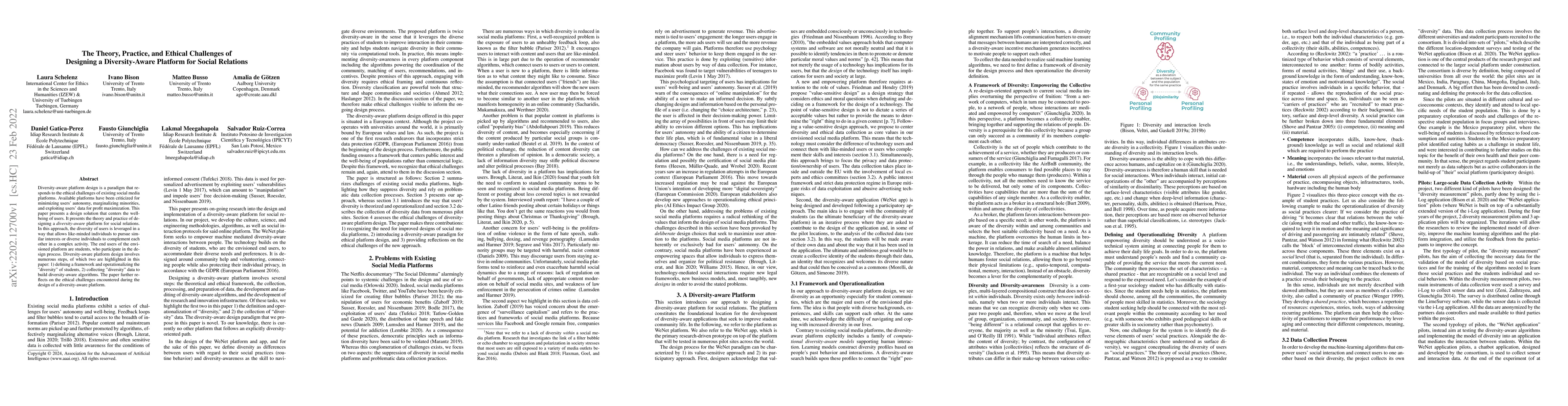 Thumbnail for The Theory, Practice, and Ethical Challenges of Designing a
  Diversity-Aware Platform for Social Relations