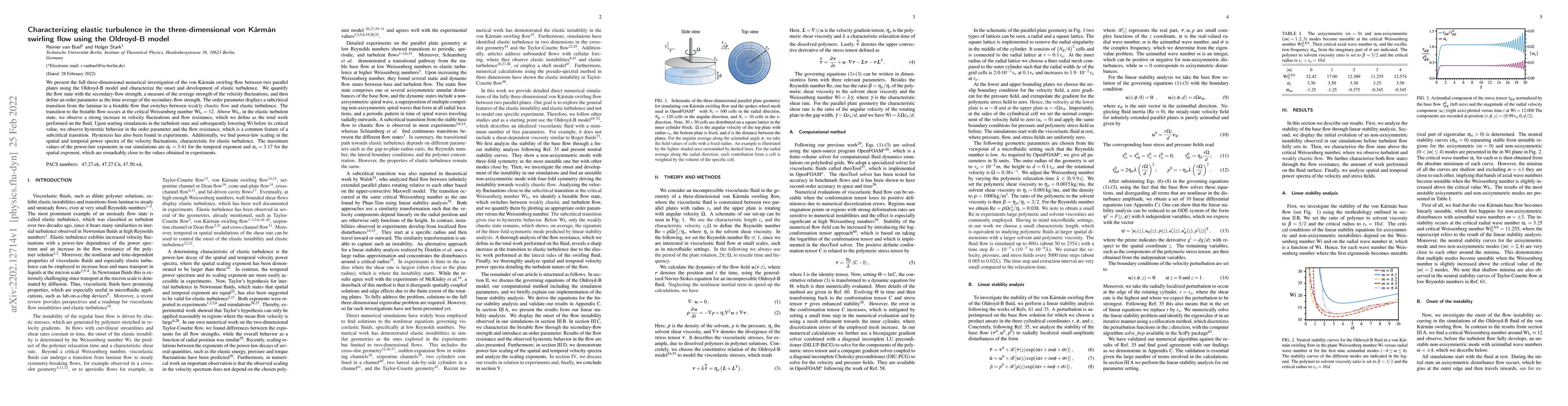Thumbnail for Characterizing elastic turbulence in the three-dimensional von Karman
  swirling flow using the Oldroyd-B model