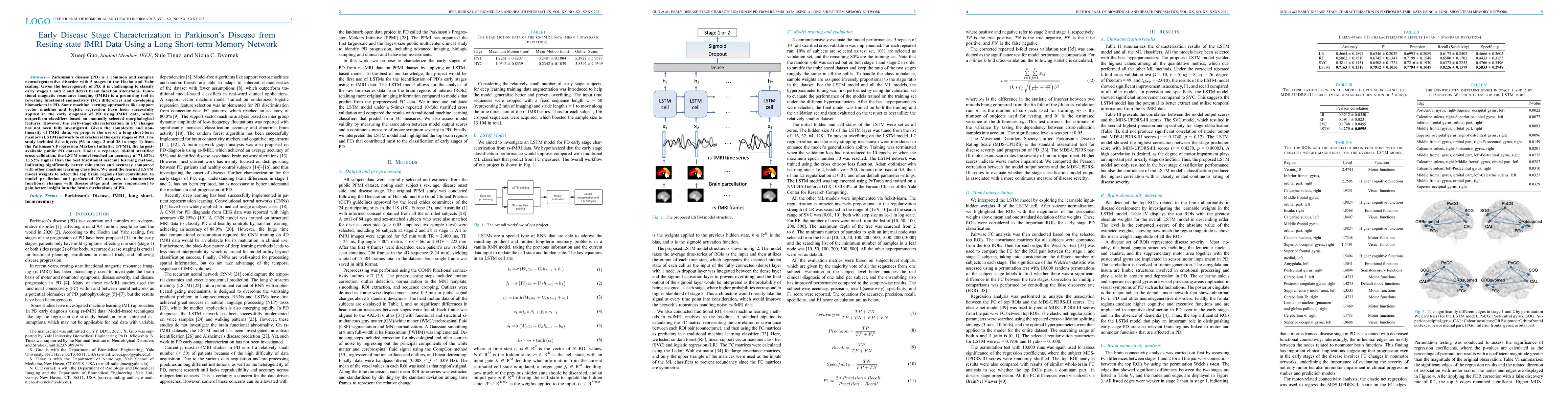 Thumbnail for Early Disease Stage Characterization in Parkinson's Disease from
  Resting-state fMRI Data Using a Long Short-term Memory Network