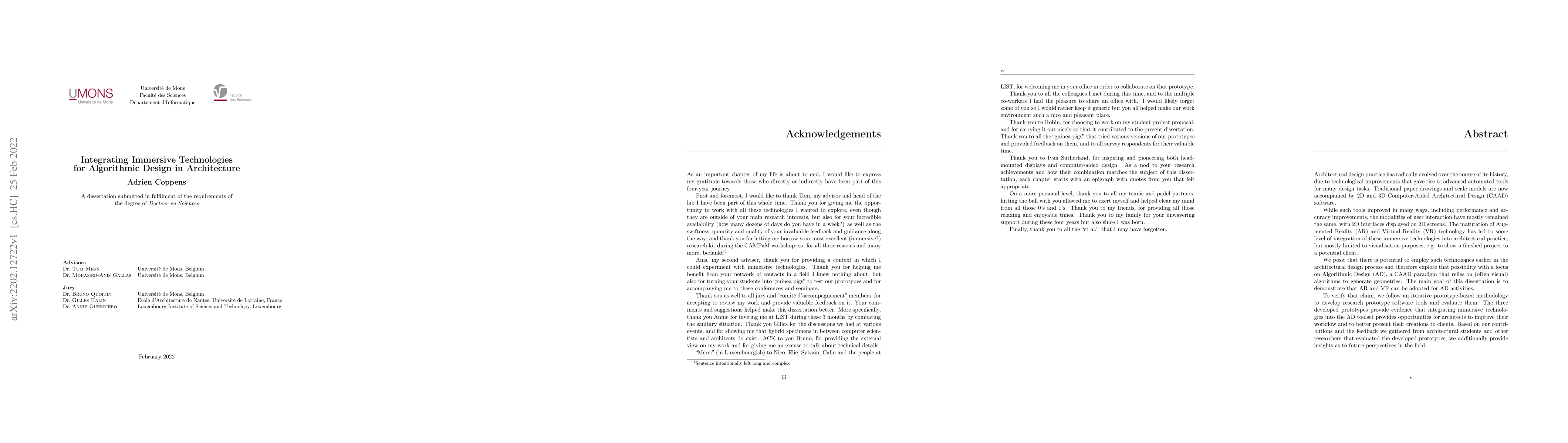 Thumbnail for Integrating Immersive Technologies for Algorithmic Design in
  Architecture