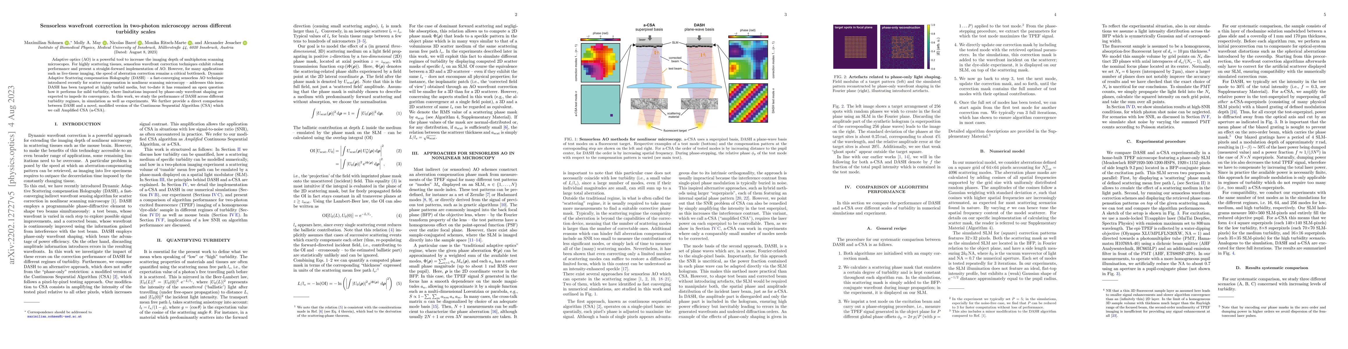 Thumbnail for Sensorless wavefront correction in two-photon microscopy across
  different turbidity scales