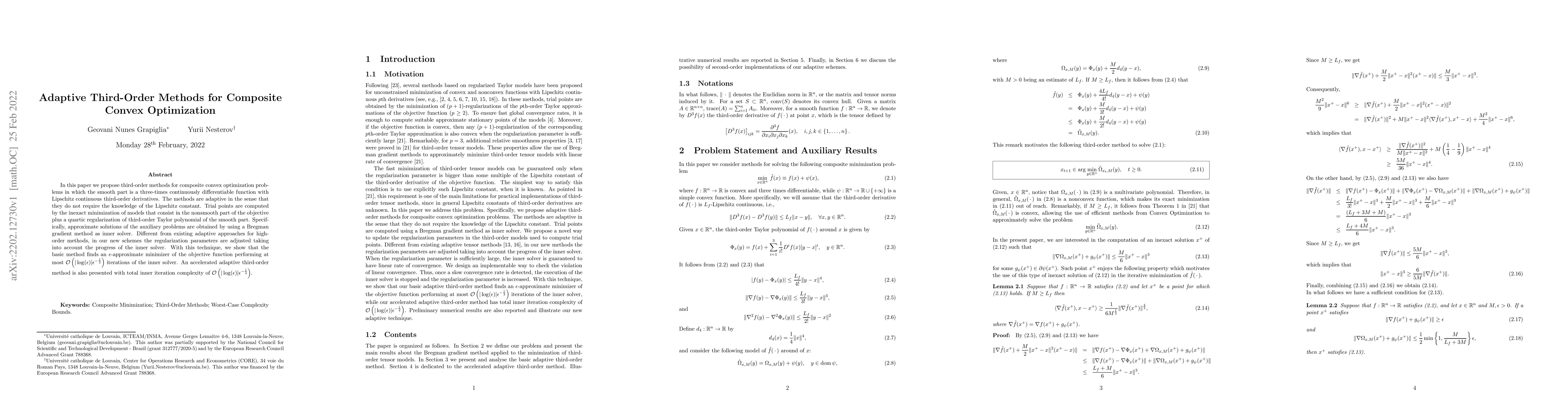 Thumbnail for Adaptive Third-Order Methods for Composite Convex Optimization