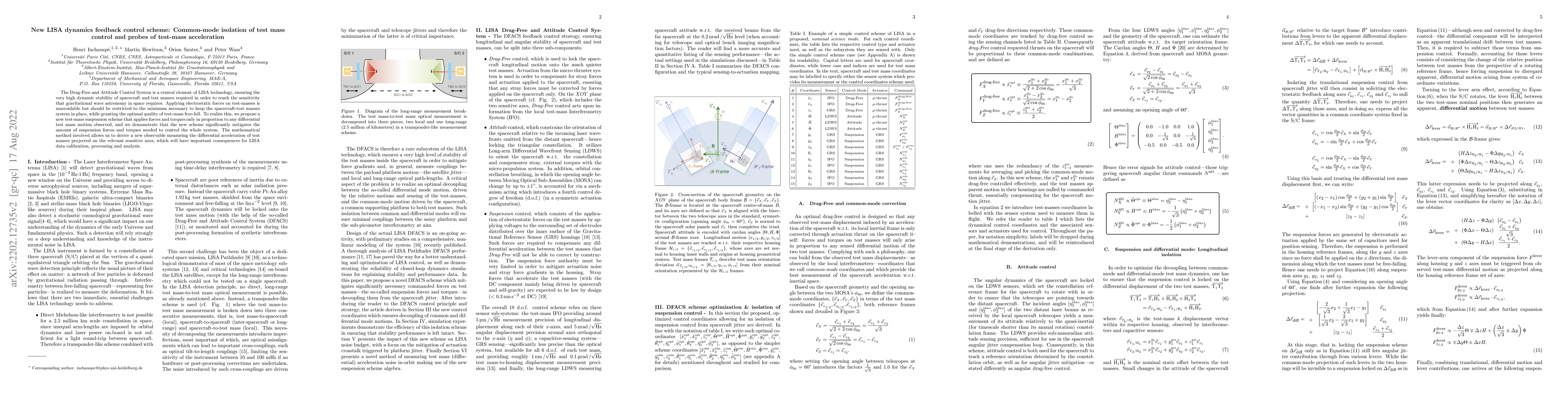 Thumbnail for New LISA dynamics feedback control scheme: Common-mode isolation of test
  mass control and probes of test-mass acceleration