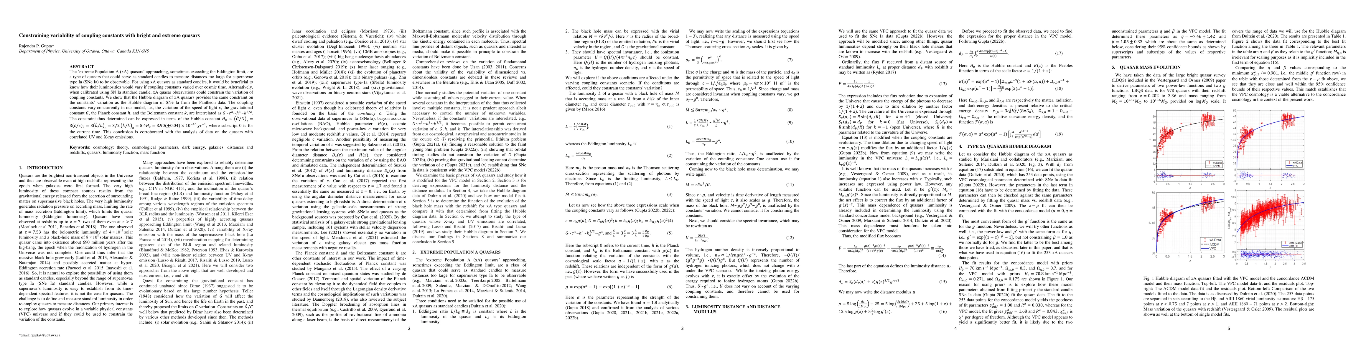 Thumbnail for Constraining variability of coupling constants with bright and extreme
  quasars