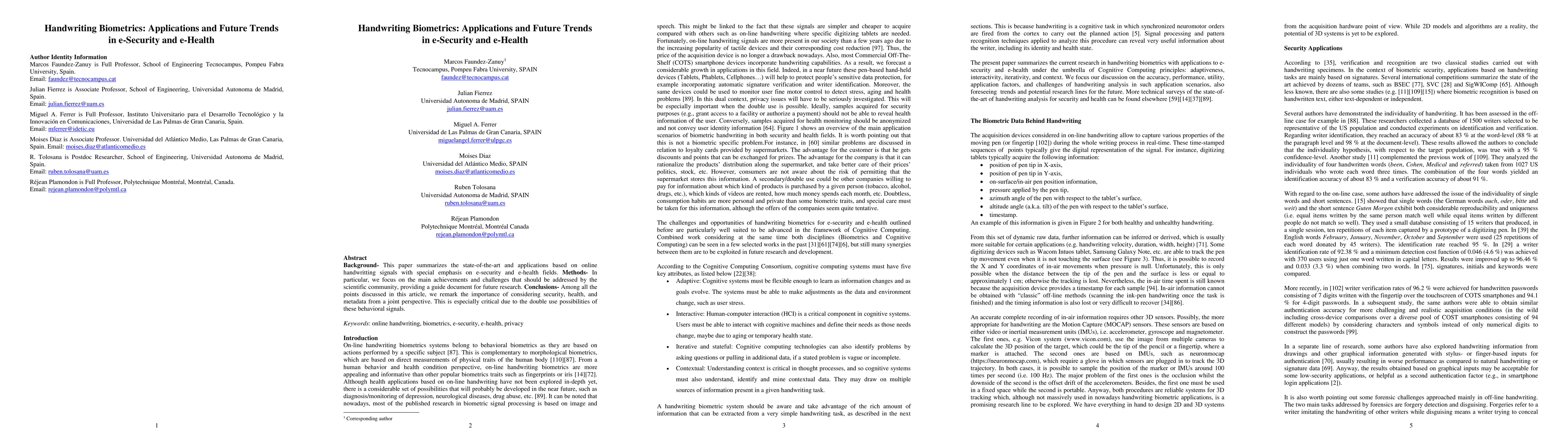 Thumbnail for Handwriting Biometrics: Applications and Future Trends in e-Security and
  e-Health