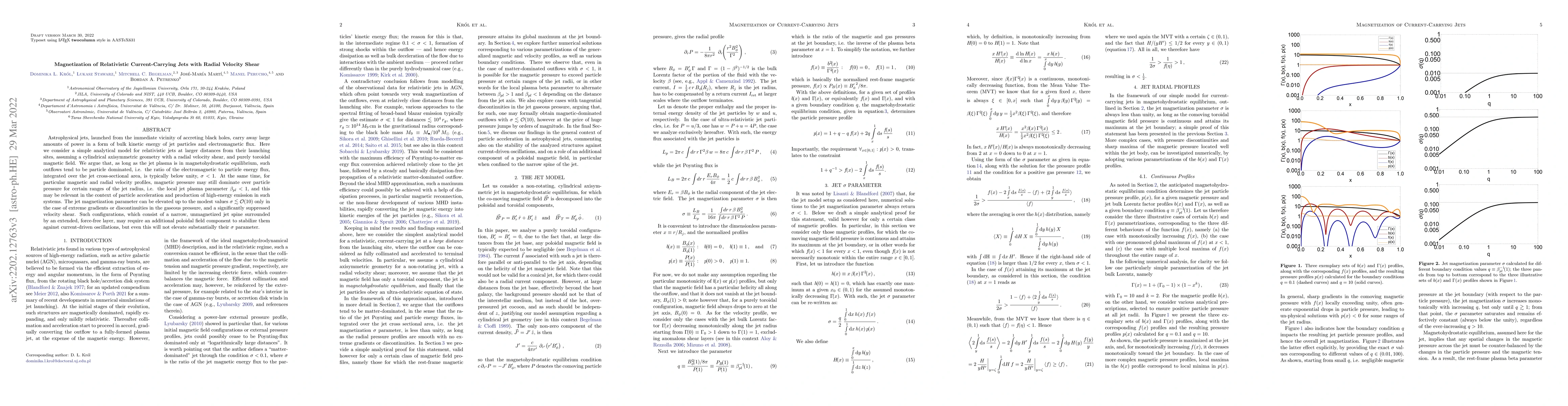 Thumbnail for Magnetization of Relativistic Current-Carrying Jets with Radial Velocity
  Shear