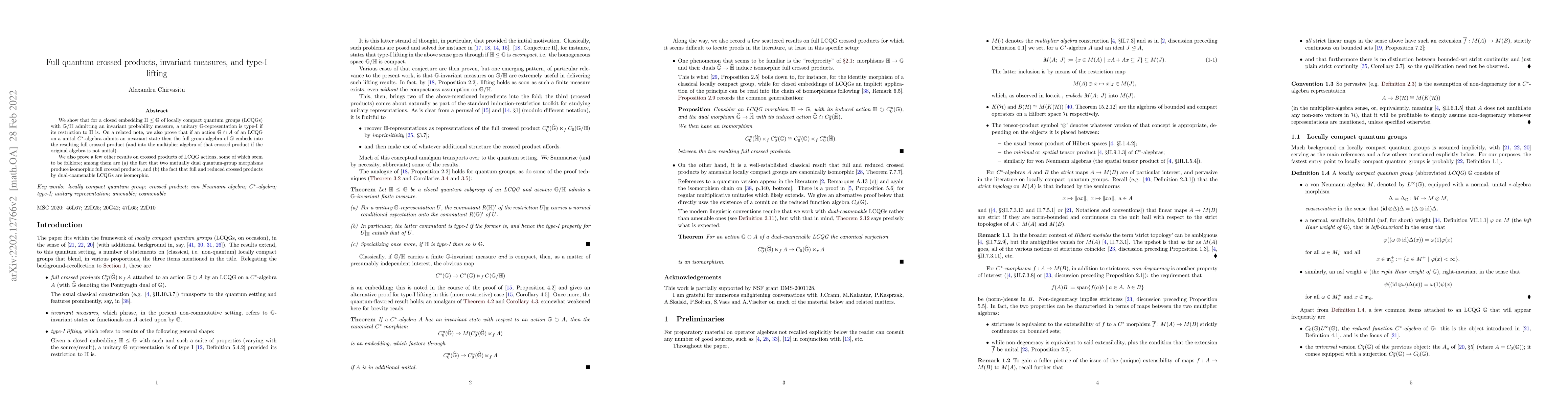 Thumbnail for Full quantum crossed products, invariant measures, and type-I lifting