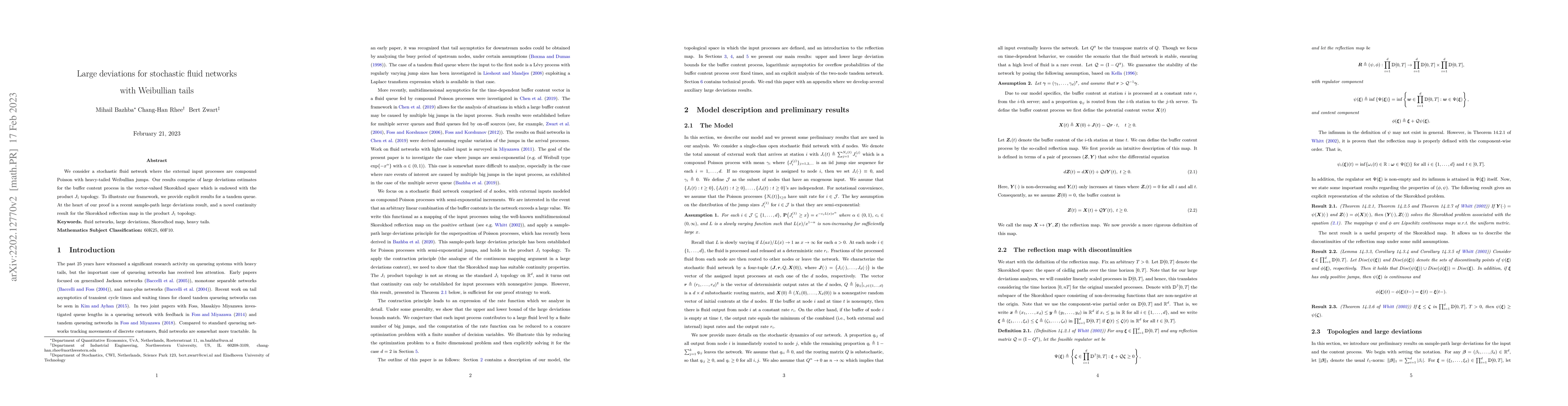 Thumbnail for Large deviations for stochastic fluid networks with Weibullian tails