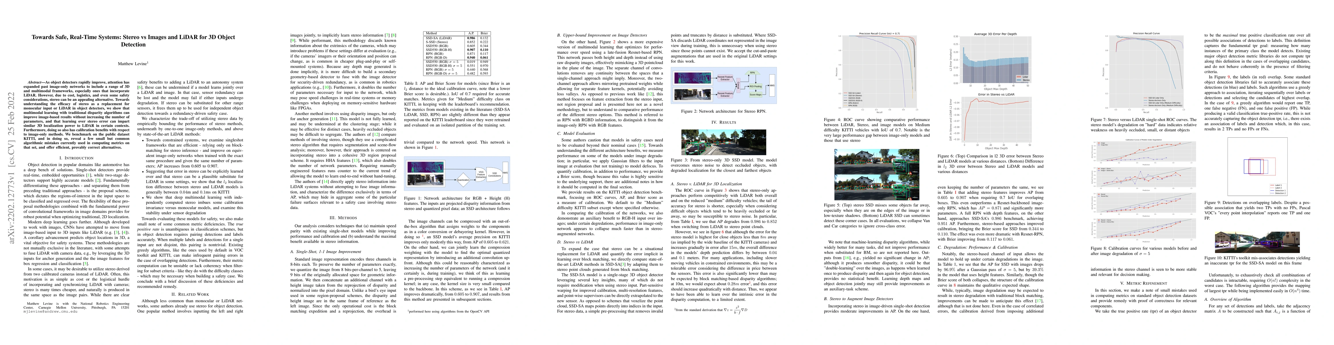 Thumbnail for Towards Safe, Real-Time Systems: Stereo vs Images and LiDAR for 3D
  Object Detection