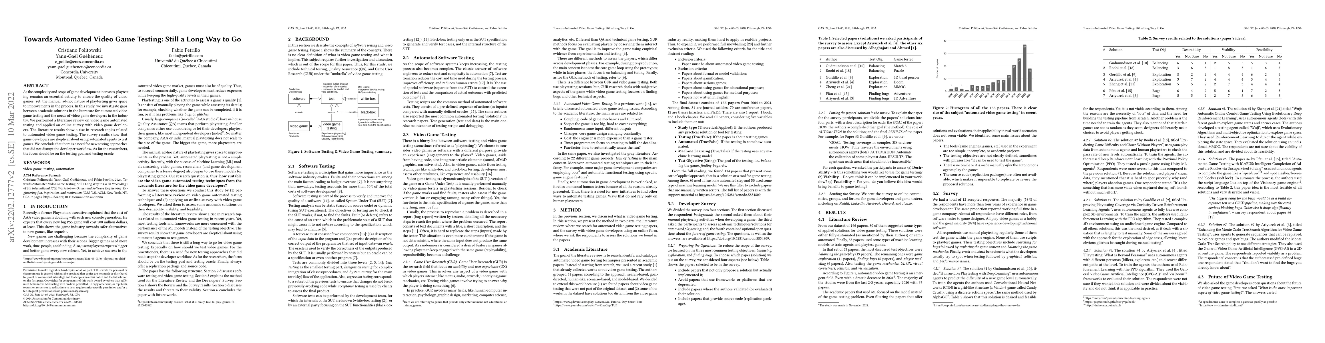 Thumbnail for Towards Automated Video Game Testing: Still a Long Way to Go