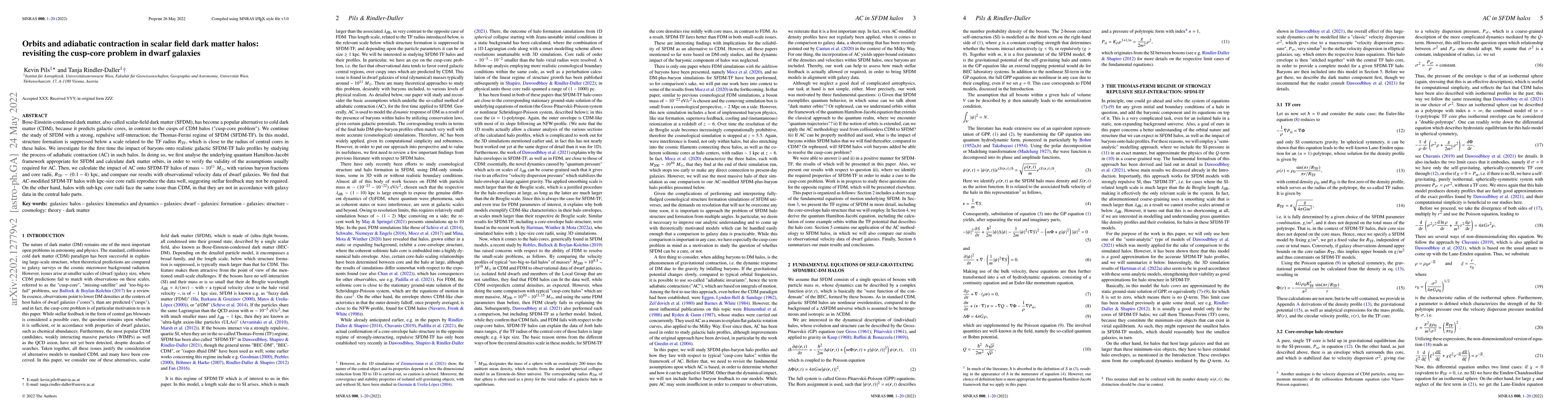 Thumbnail for Orbits and adiabatic contraction in scalar field dark matter halos:
  revisiting the cusp-core problem in dwarf galaxies