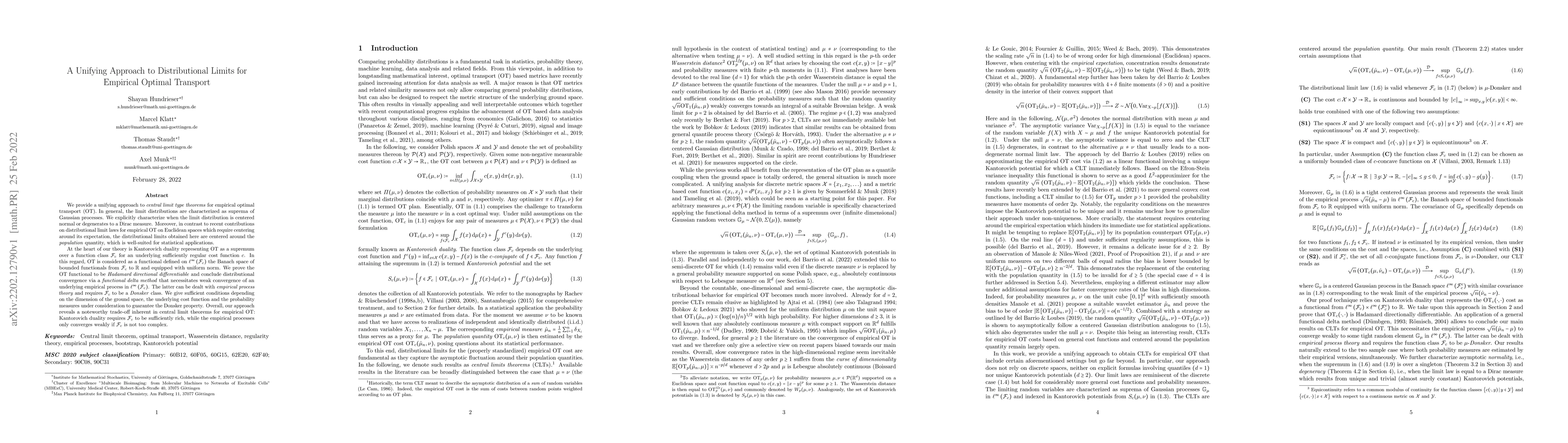 Thumbnail for A Unifying Approach to Distributional Limits for Empirical Optimal
  Transport