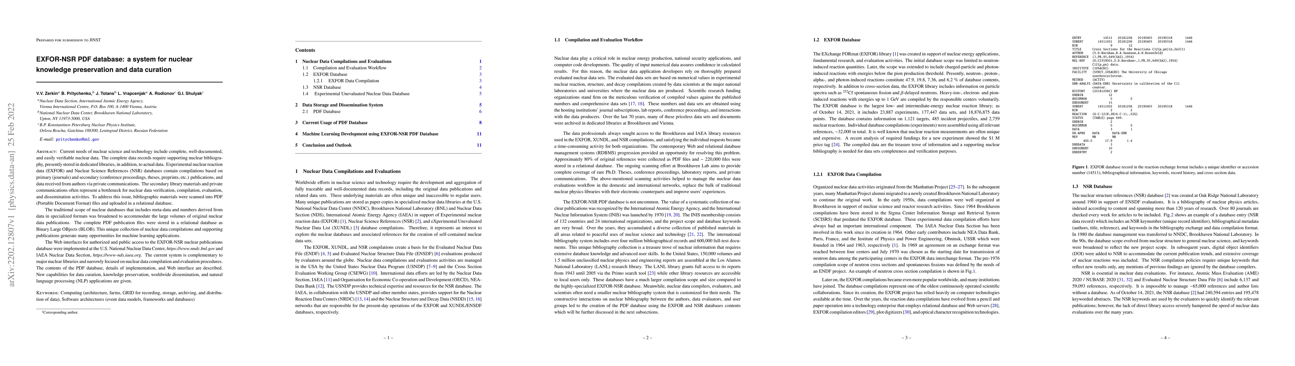 Thumbnail for EXFOR-NSR PDF database: a system for nuclear knowledge preservation and
  data curation