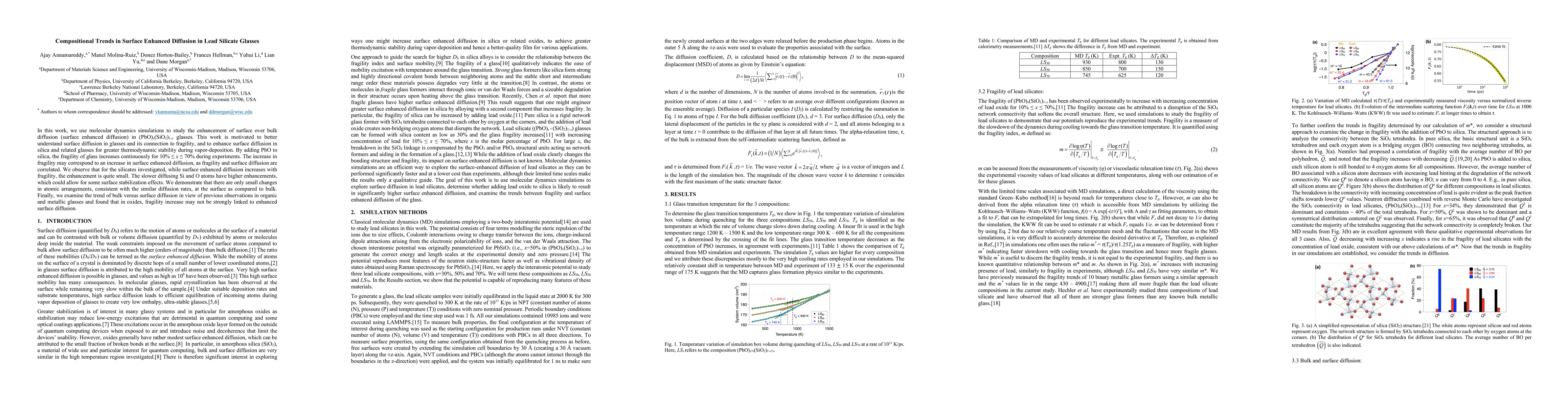 Thumbnail for Compositional Trends in Surface Enhanced Diffusion in Lead Silicate
  Glasses