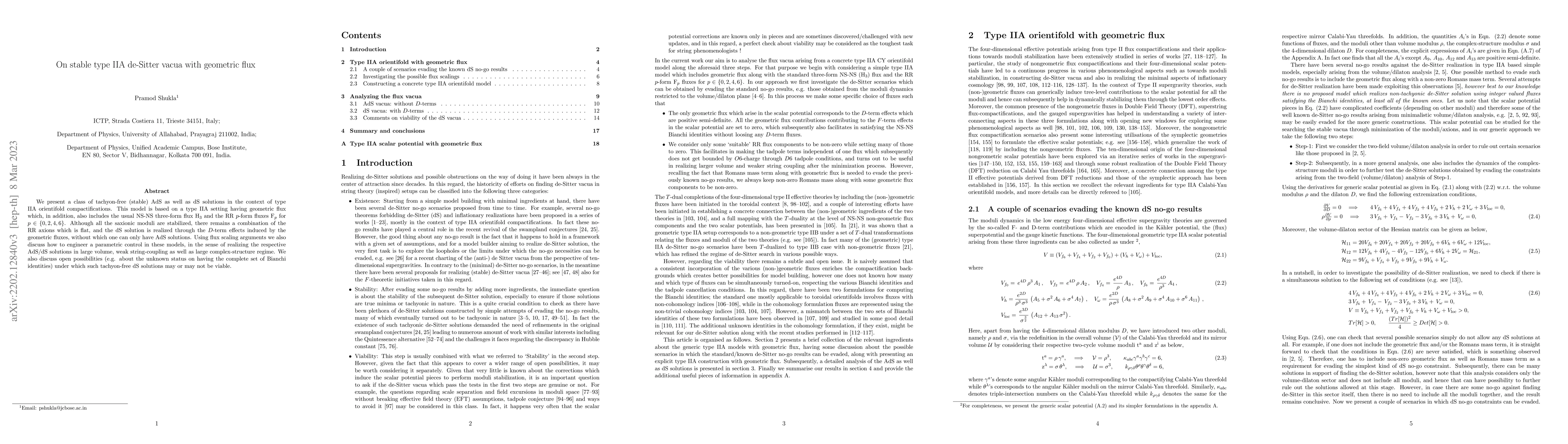 Thumbnail for On stable type IIA de-Sitter vacua with geometric flux