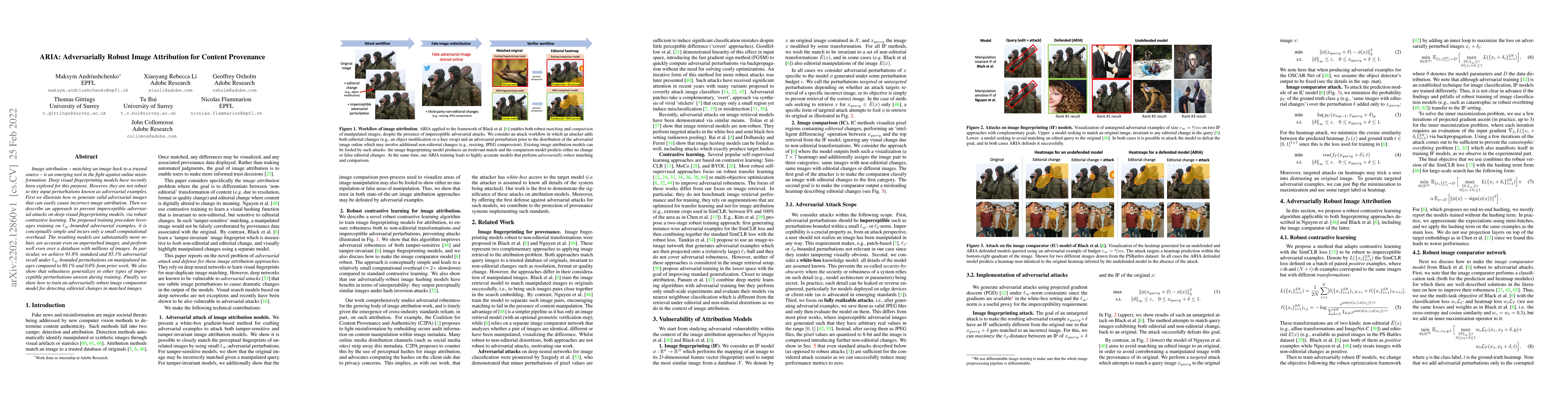 Thumbnail for ARIA: Adversarially Robust Image Attribution for Content Provenance
