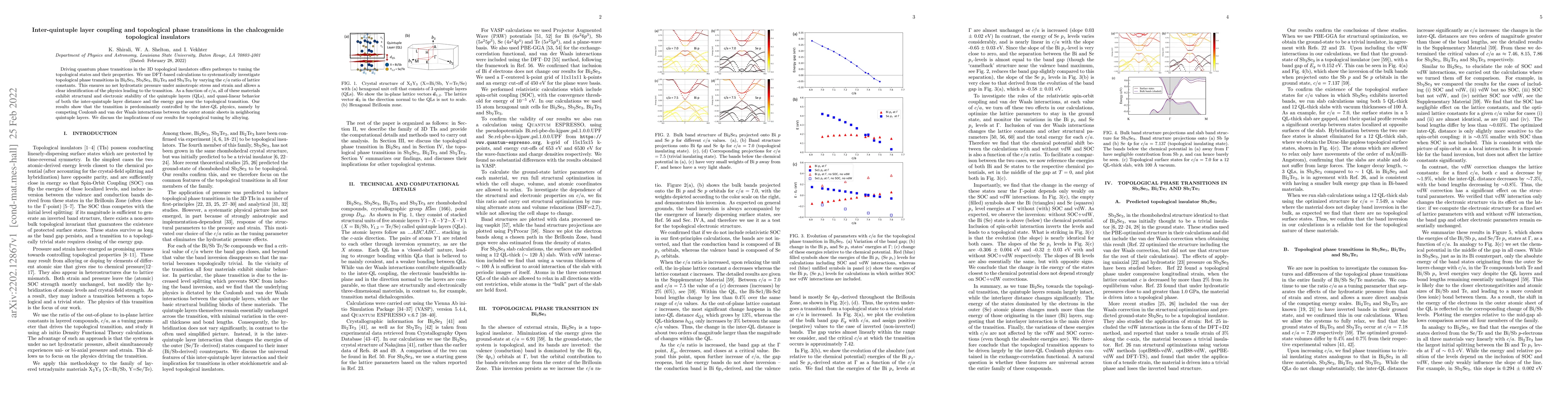 Thumbnail for Inter-quintuple layer coupling and topological phase transitions in the
  chalcogenide topological insulators