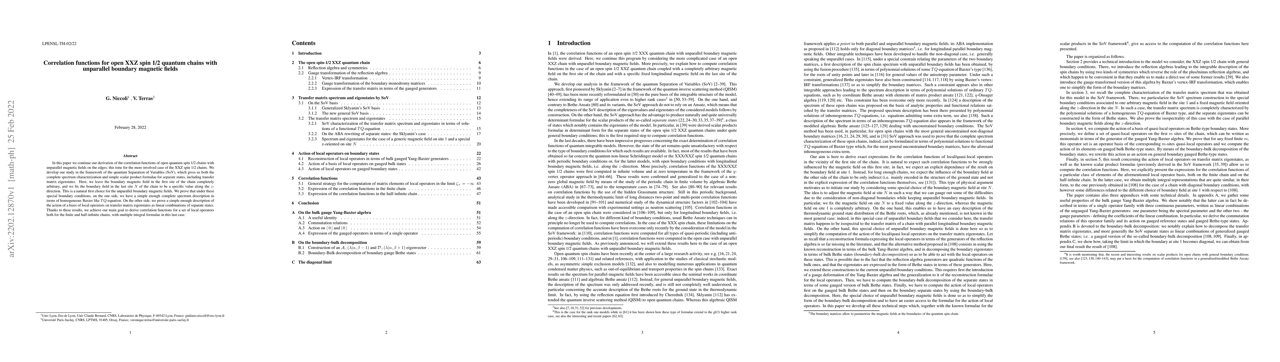 Thumbnail for Correlation functions for open XXZ spin 1/2 quantum chains with
  unparallel boundary magnetic fields