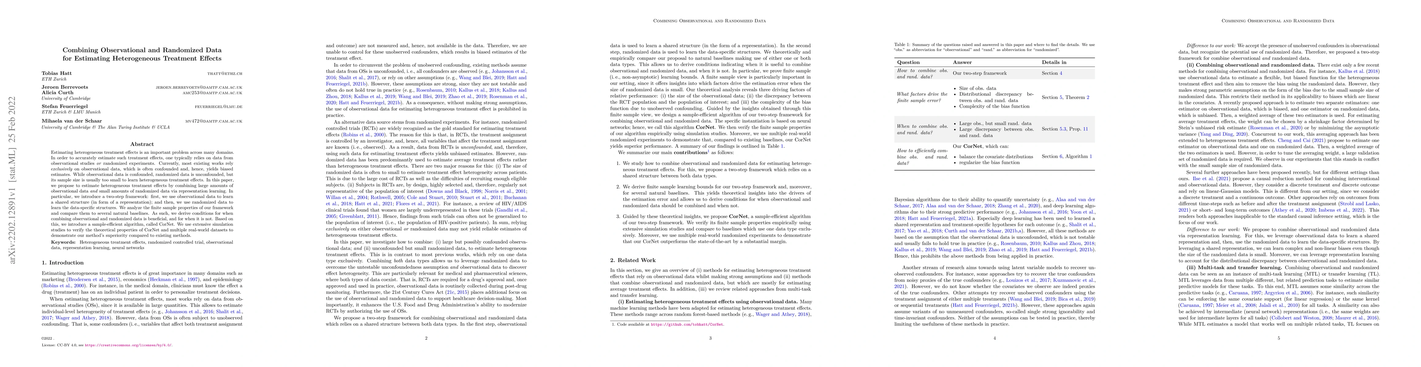 Thumbnail for Combining Observational and Randomized Data for Estimating Heterogeneous
  Treatment Effects